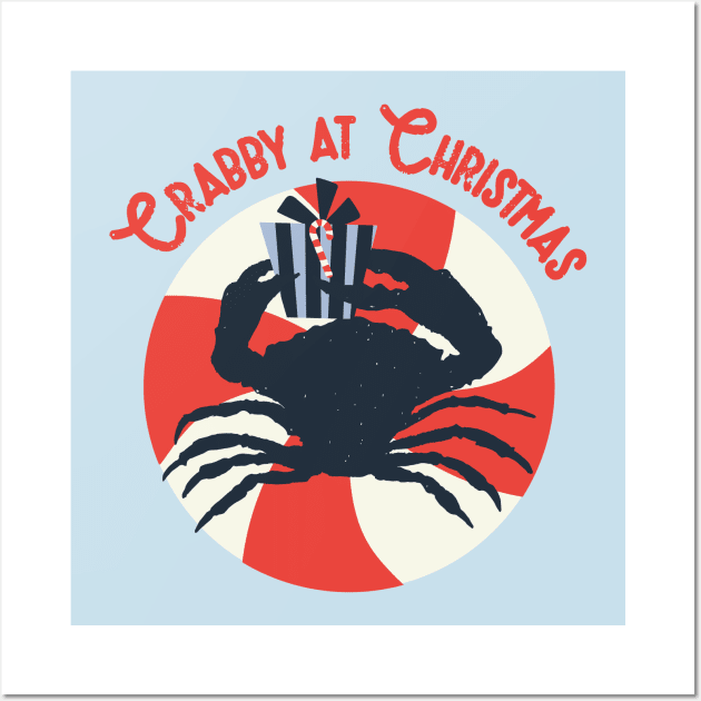 Crabby at Christmas Wall Art by SharksOnShore